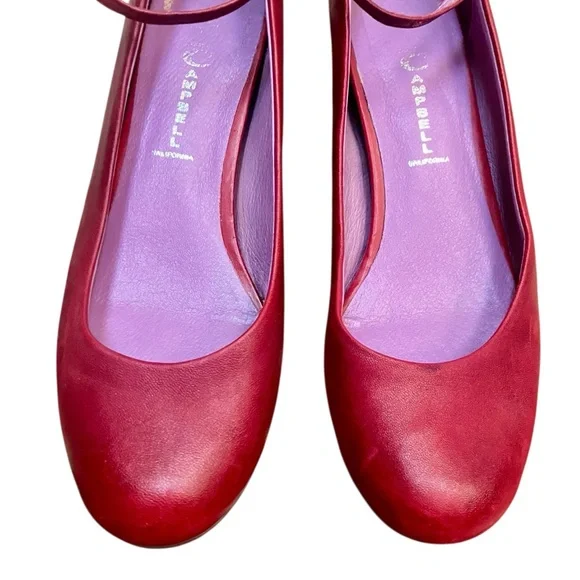 Jeffrey Campbell Maude Red Leather Wedge Shoes Rounded Toe Women's Size 9.5M - Picture 4 of 8